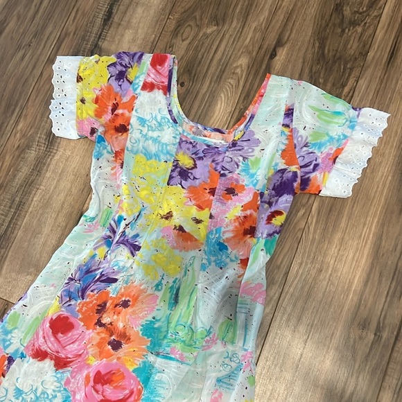 J Jams World Gazebo Floral Maxi Dress Women’s Small Short Sleeve Boho Resort - Picture 3 of 12